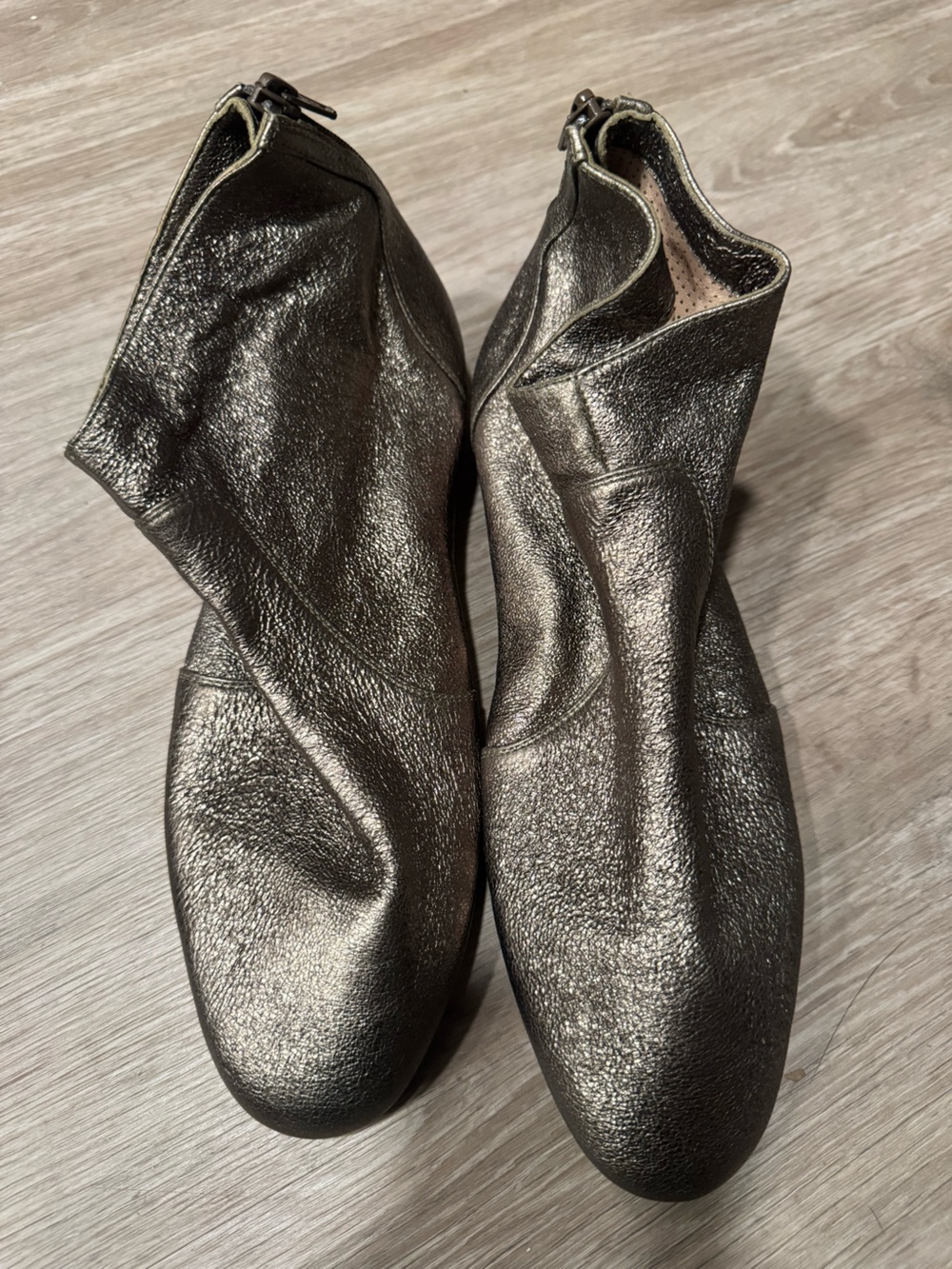 Unisa Metallic Pewter Ankle Booties